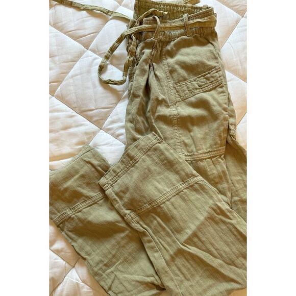 Free People Linen Cotton Cargo Button-Fly Pants Relaxed Slouchy - Picture 5 of 7